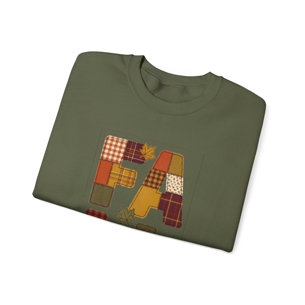 Fall Patchwork Leaves Crewneck Sweatshirt | Thanksgiving Plaid Autumn