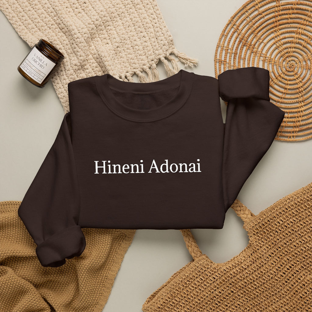 Hineni Adonai Crewneck Sweatshirt — Jewish Faith Hebrew Prayer Pullover