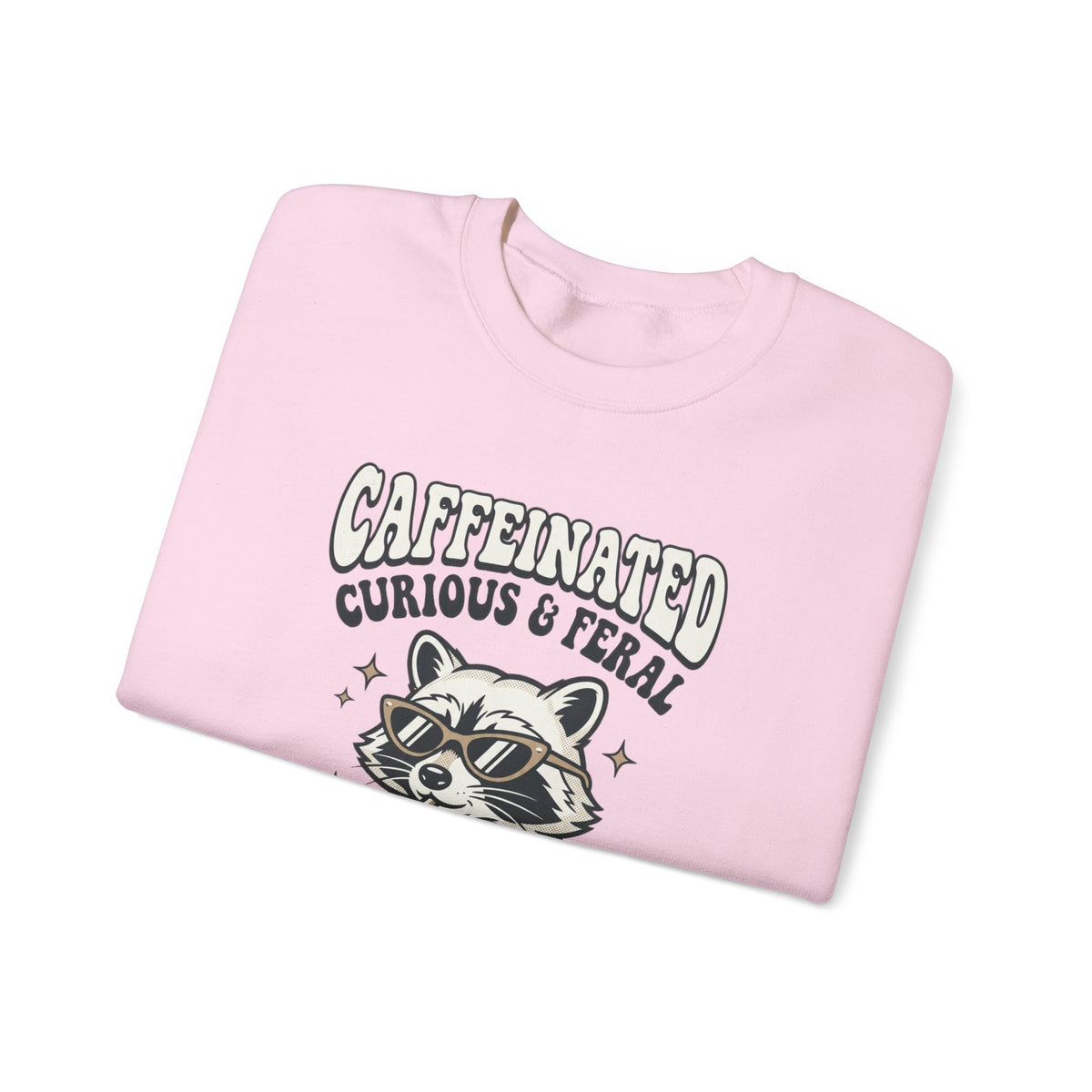 Caffeinated Curious & Feral Raccoon Crewneck Sweatshirt | Feral Raccoon Aesthetic