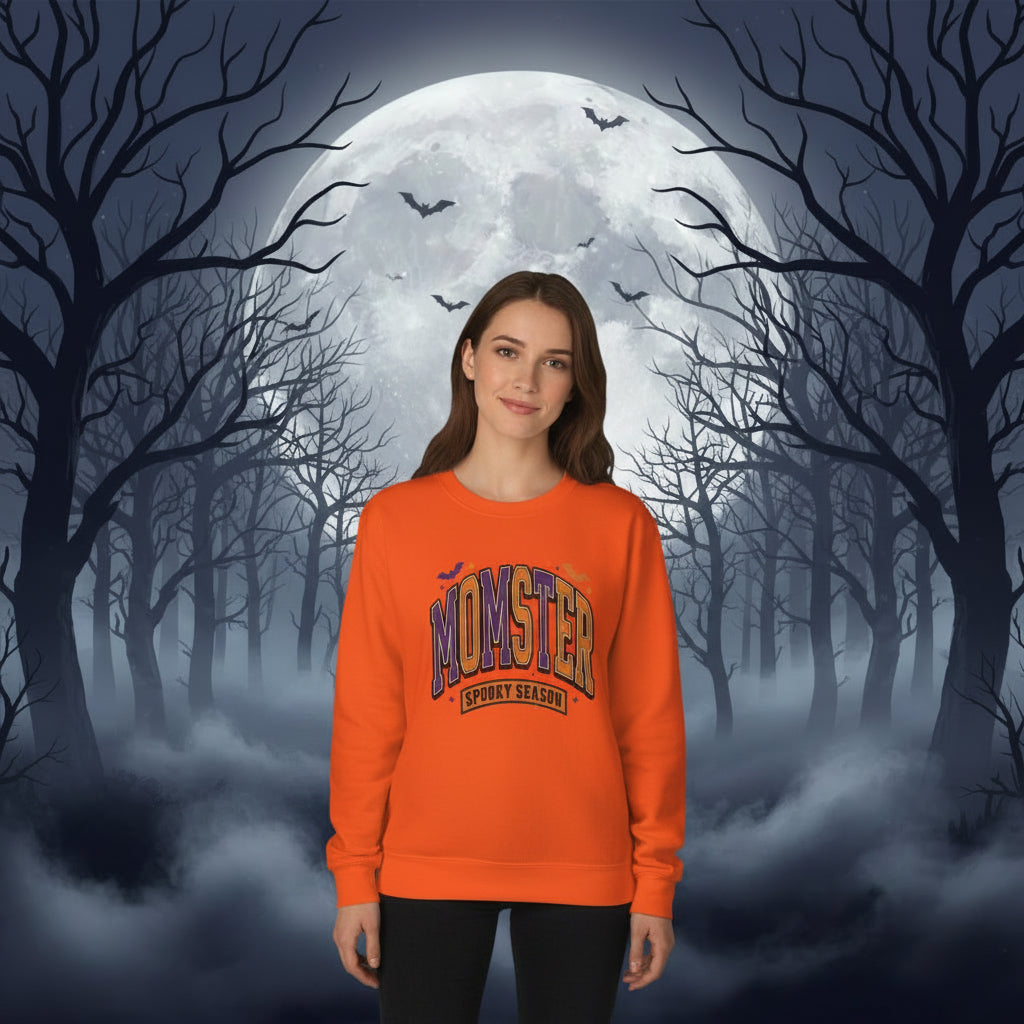 Momster Spooky Season Sweatshirt | Halloween mom graphic, bats, distressed lettering