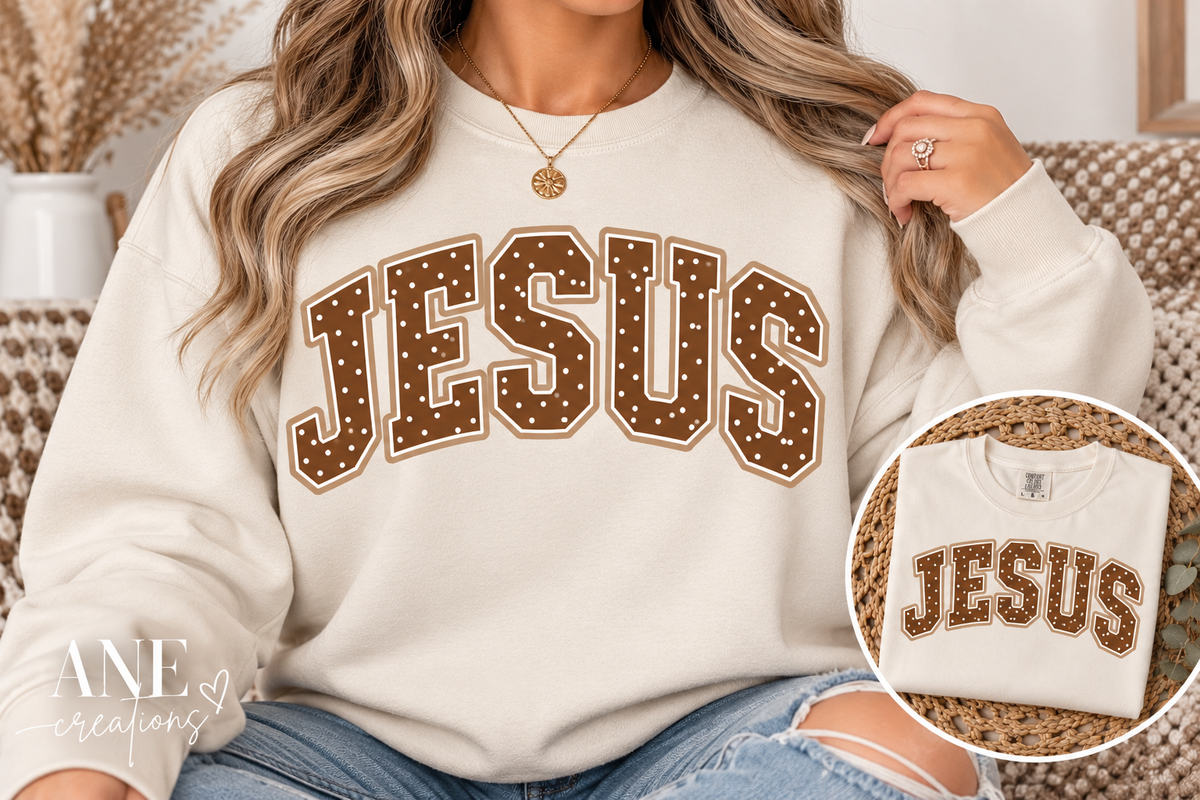 Jesus Polka Dot Sand & Brown Sweatshirt