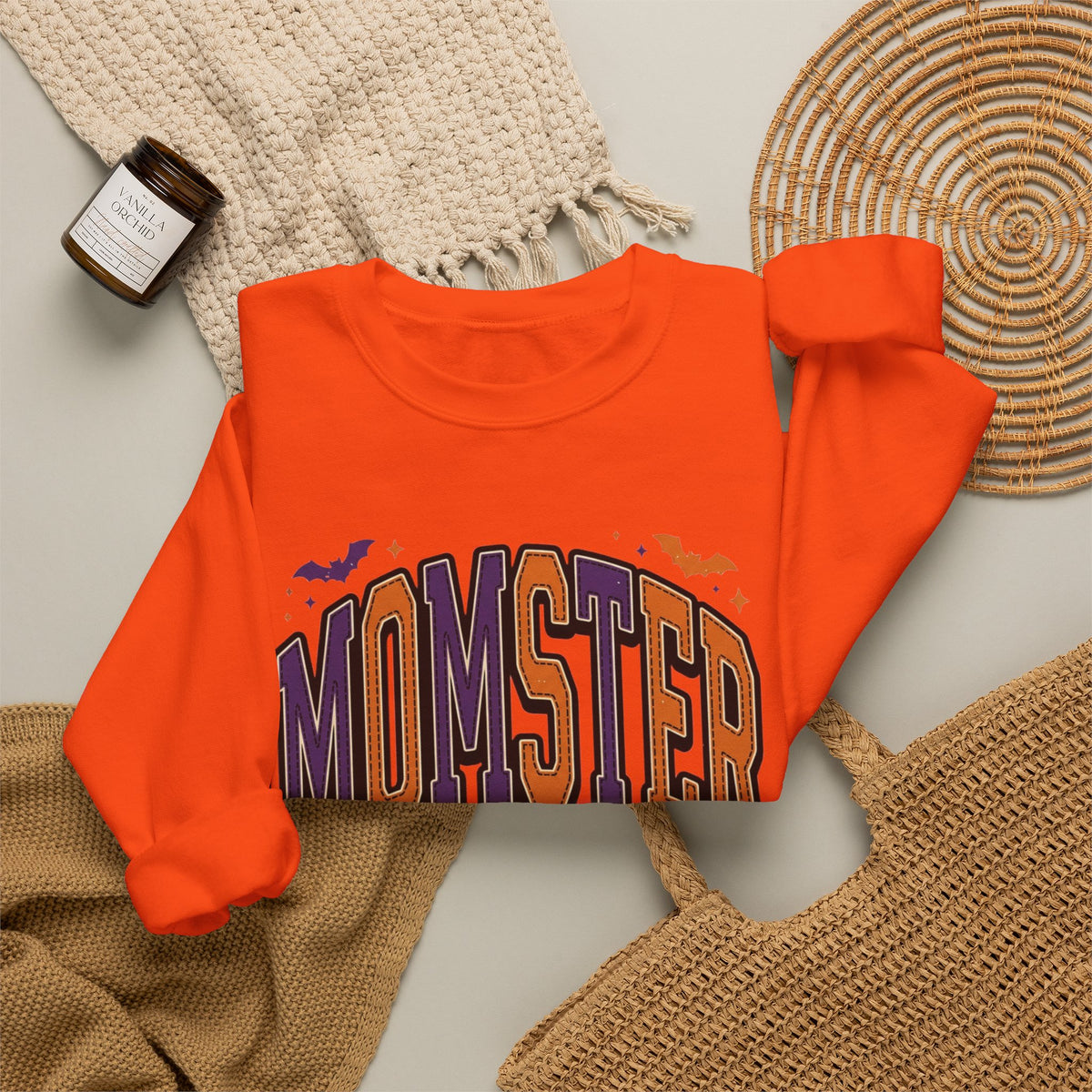 Momster Spooky Season Sweatshirt | Halloween mom graphic, bats, distressed lettering