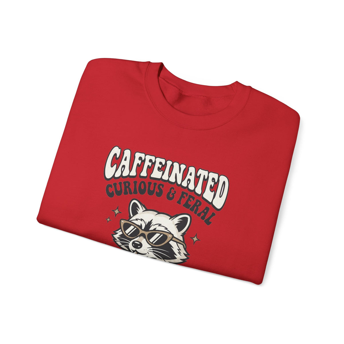 Caffeinated Curious & Feral Raccoon Crewneck Sweatshirt | Feral Raccoon Aesthetic