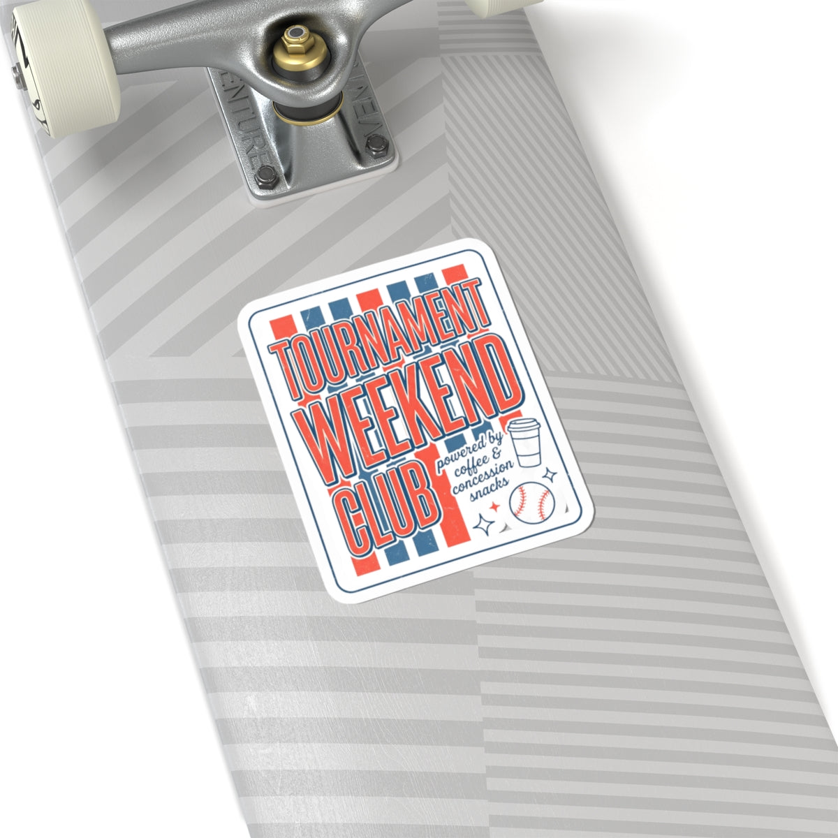 Tournament Weekend Club Sticker | Baseball Varsity Stripes, Bat & Ball