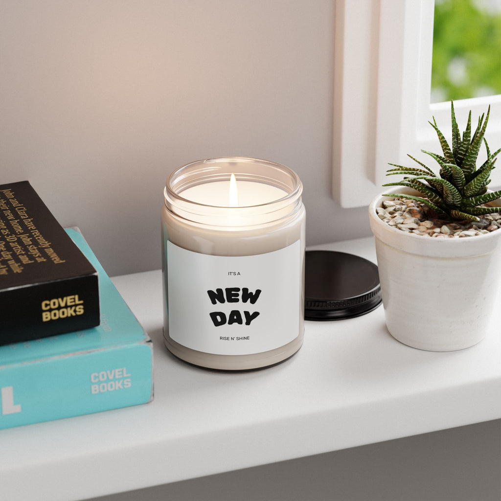 New Day Scented Soy Candle – 9oz Motivational 'It's a New Day' Candle (Rise & Shine)
