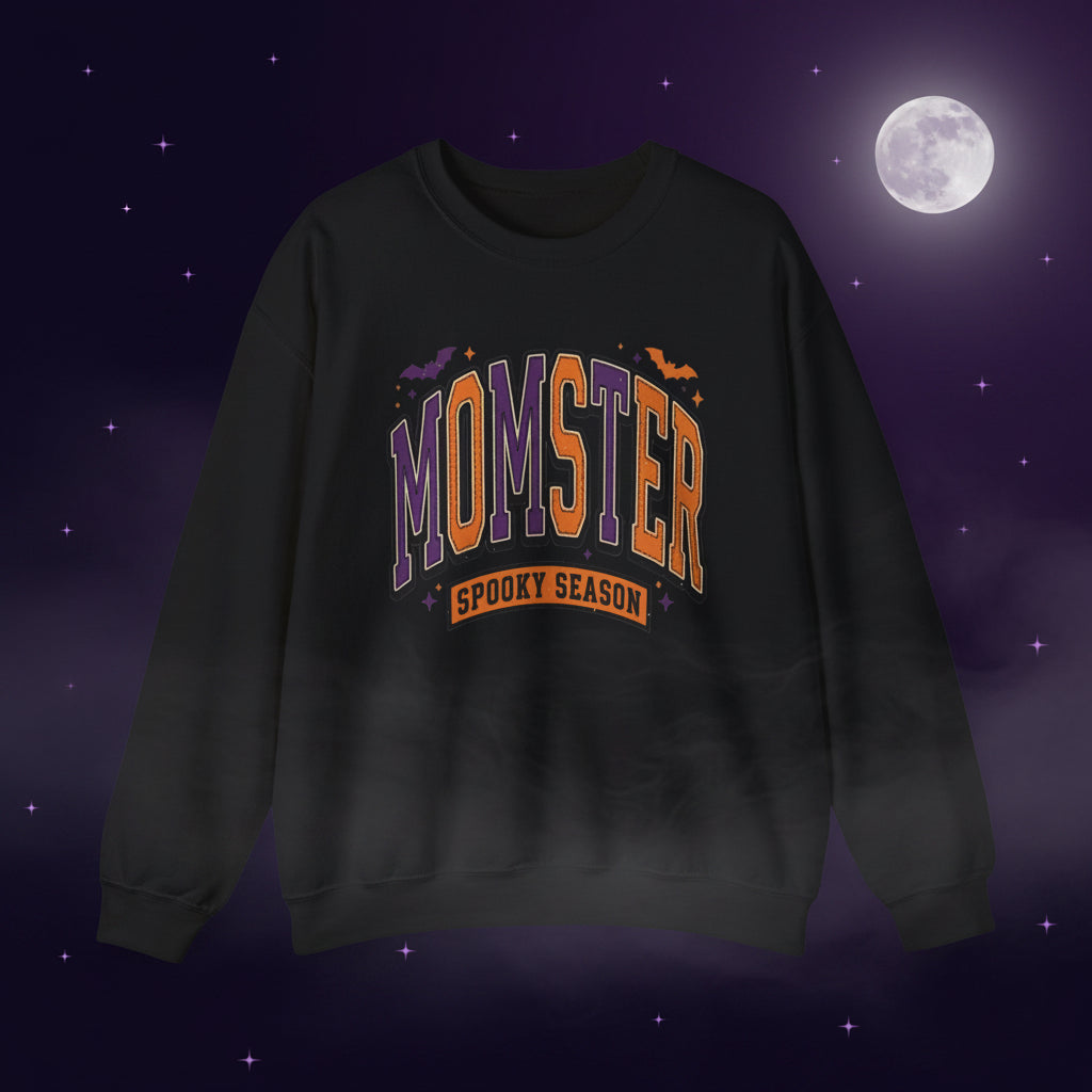 Momster Spooky Season Sweatshirt | Halloween mom graphic, bats, distressed lettering