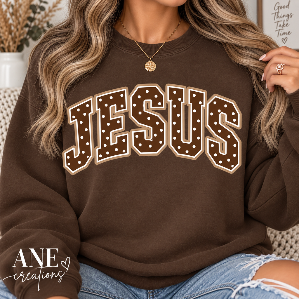 Jesus Polka Dot Sand & Brown Sweatshirt